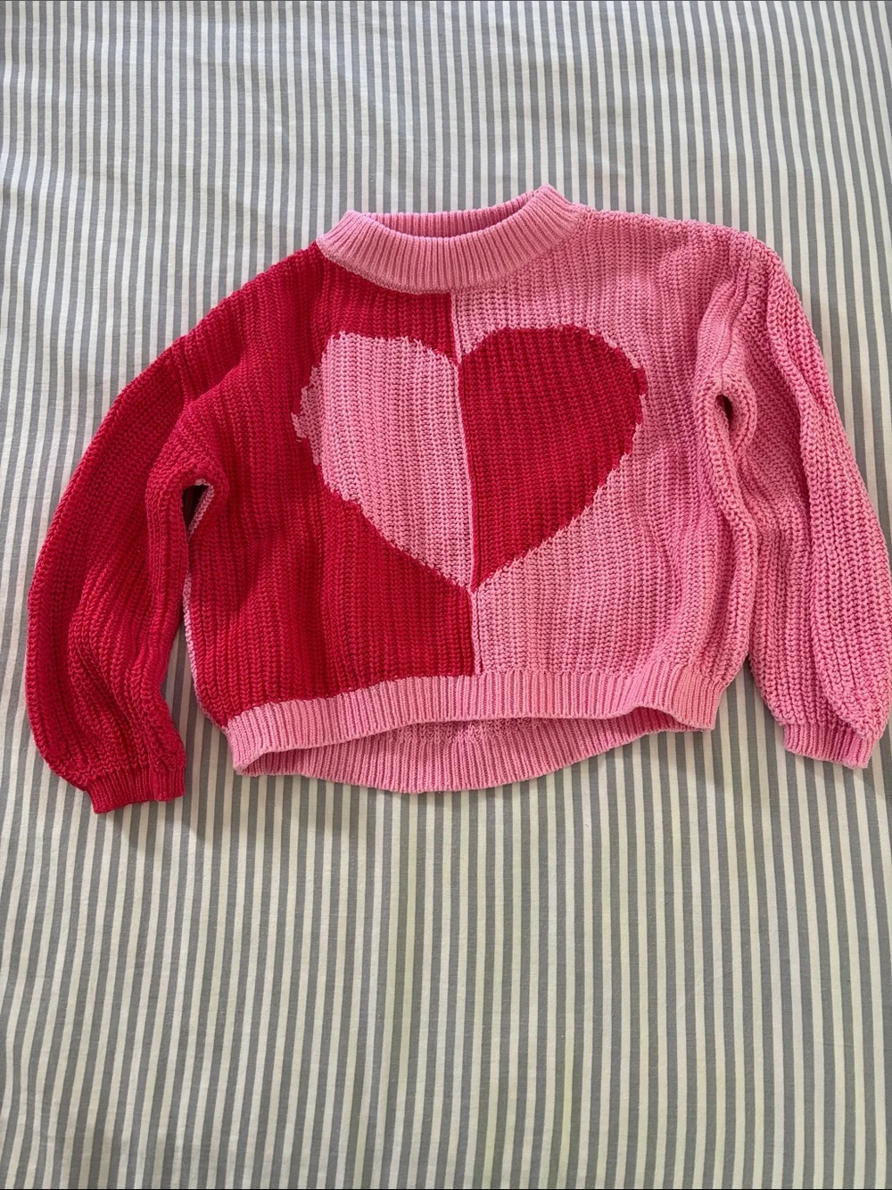 Old Navy Red and Pink Heart Colorblock Knit Sweater